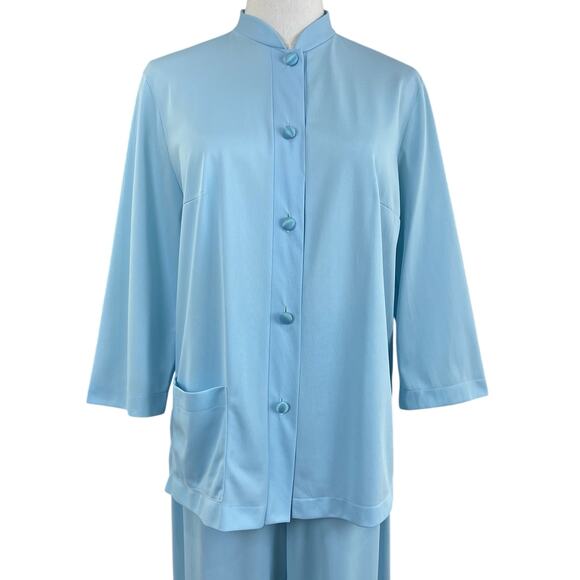 Vintage 60s Hollywood Vassarette Blue Nylon Pajama Lounge Set Women’s Size M - Picture 4 of 12